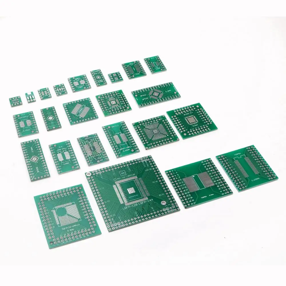 YuXi Adapter PCB Circuit Board Kit SMD QFP LQFP QFN Turn To DIP SOP SSOP TSOP SOT23 8 10 14 16 20 24 28 SMT To DIP