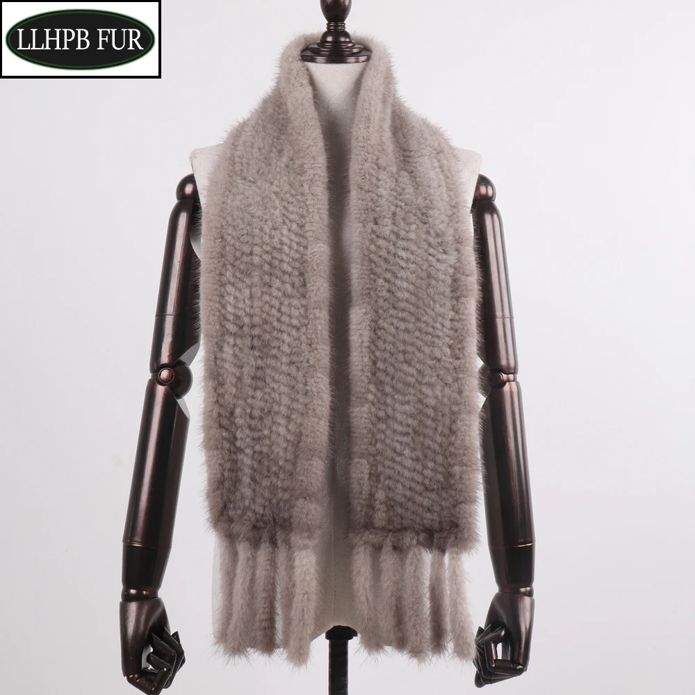 

Hot Sell Women Winter Real Fur Scarf Lady Knit Real Mink Fur Scarves Female Warm Knitted Genuine Mink Fur Muffle Shawl Scarves