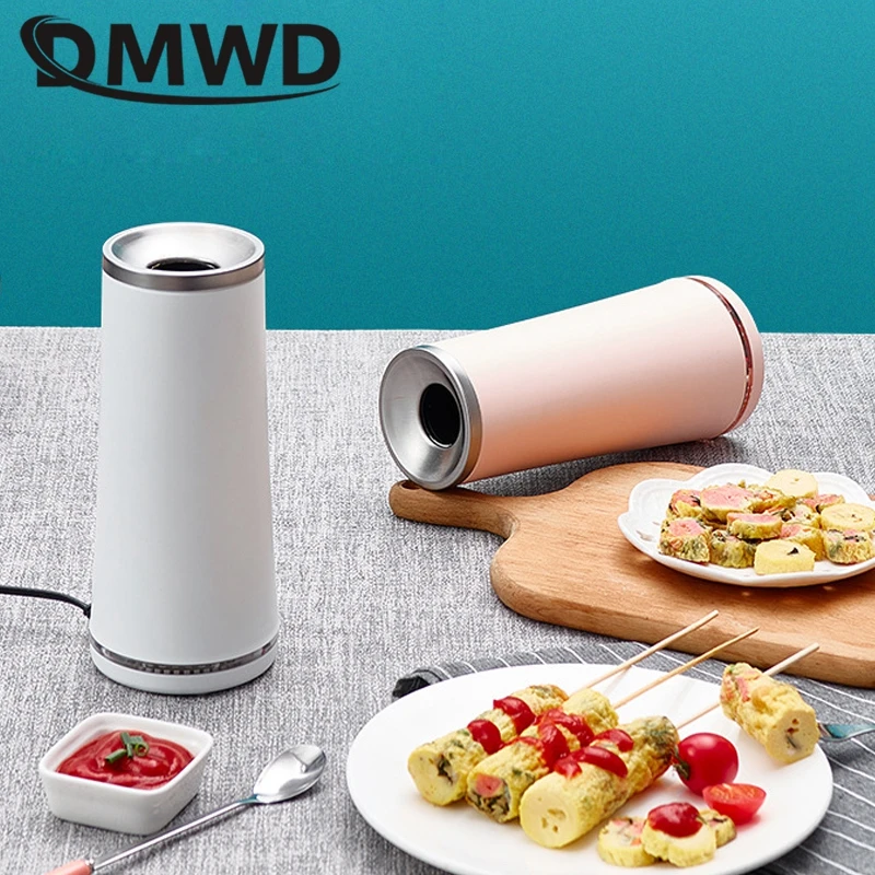 DMWD Single Tubes Electric Egg Cooker Breakfast Maker Automatic Eggs Pancake Roll Machine Sausage Dog Egg Cup Nonstick 220V