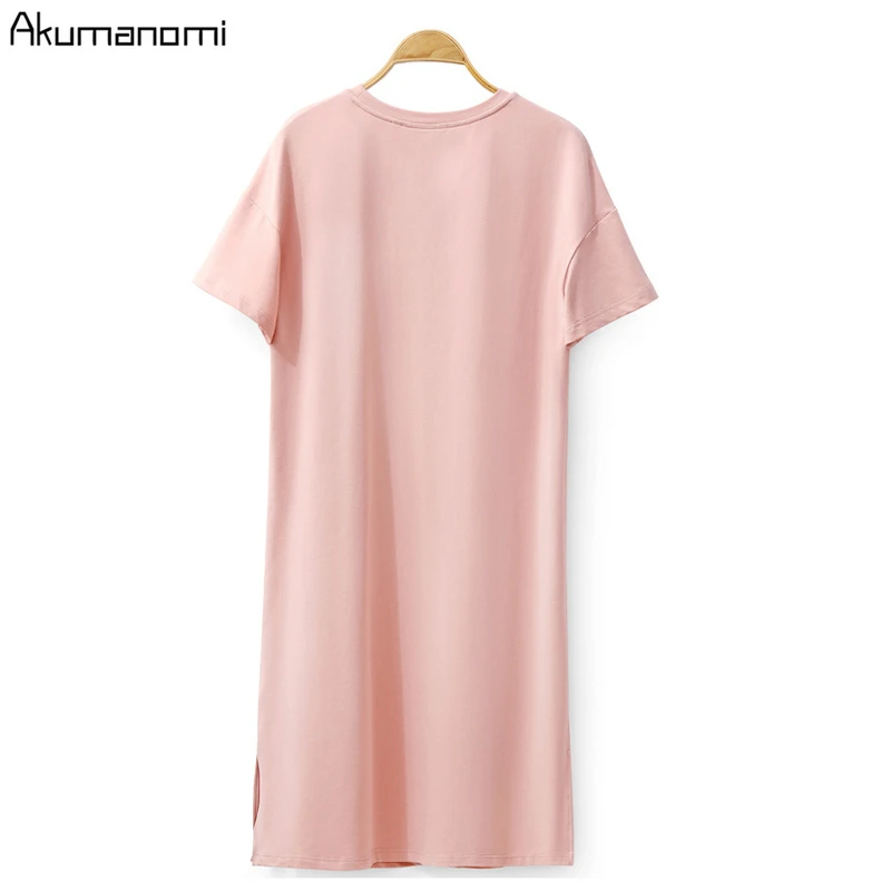 Plus Size 7xl 6xl 5xl 4xl Xxxl Midi T Shirt Dress Women Summer Party Vintage Knitted Boho Casual Blue Double Slit Dresses Top