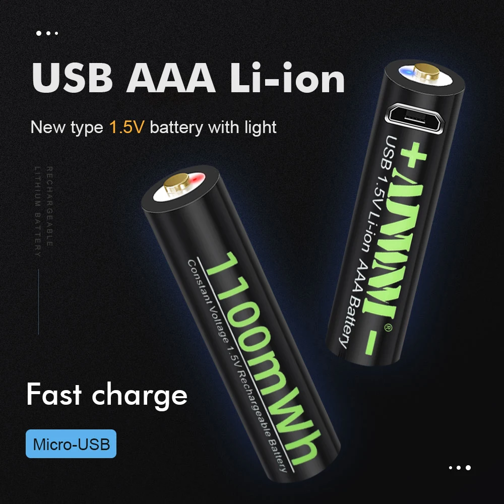 Ajnwnm-バッテリー1.5V,USB充電器付き,ワイヤレス,制御用リチウムイオンバッテリー,充電器付きおもちゃ,ケーブル,1100 mh