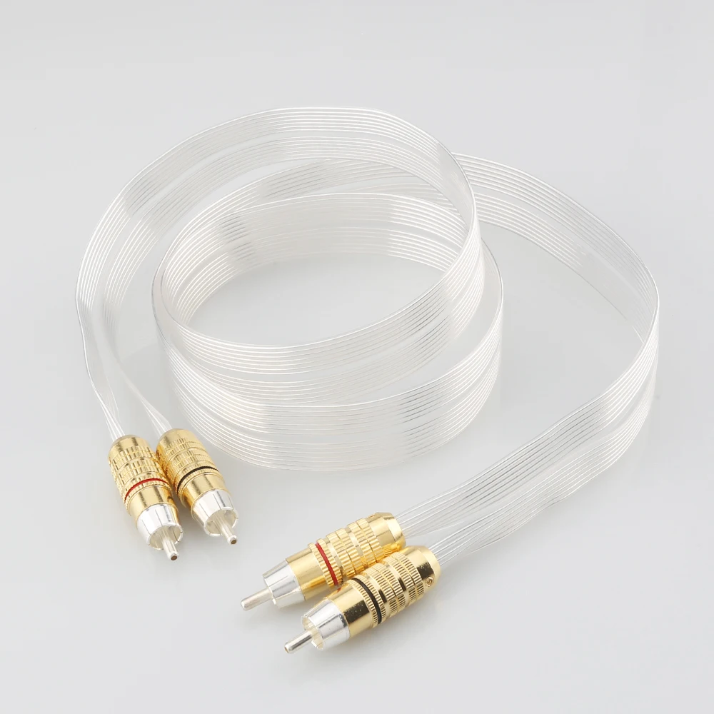 Cabo de áudio cf275 de alta qualidade, cabo de alto-falante occ banhado a prata, plug rca