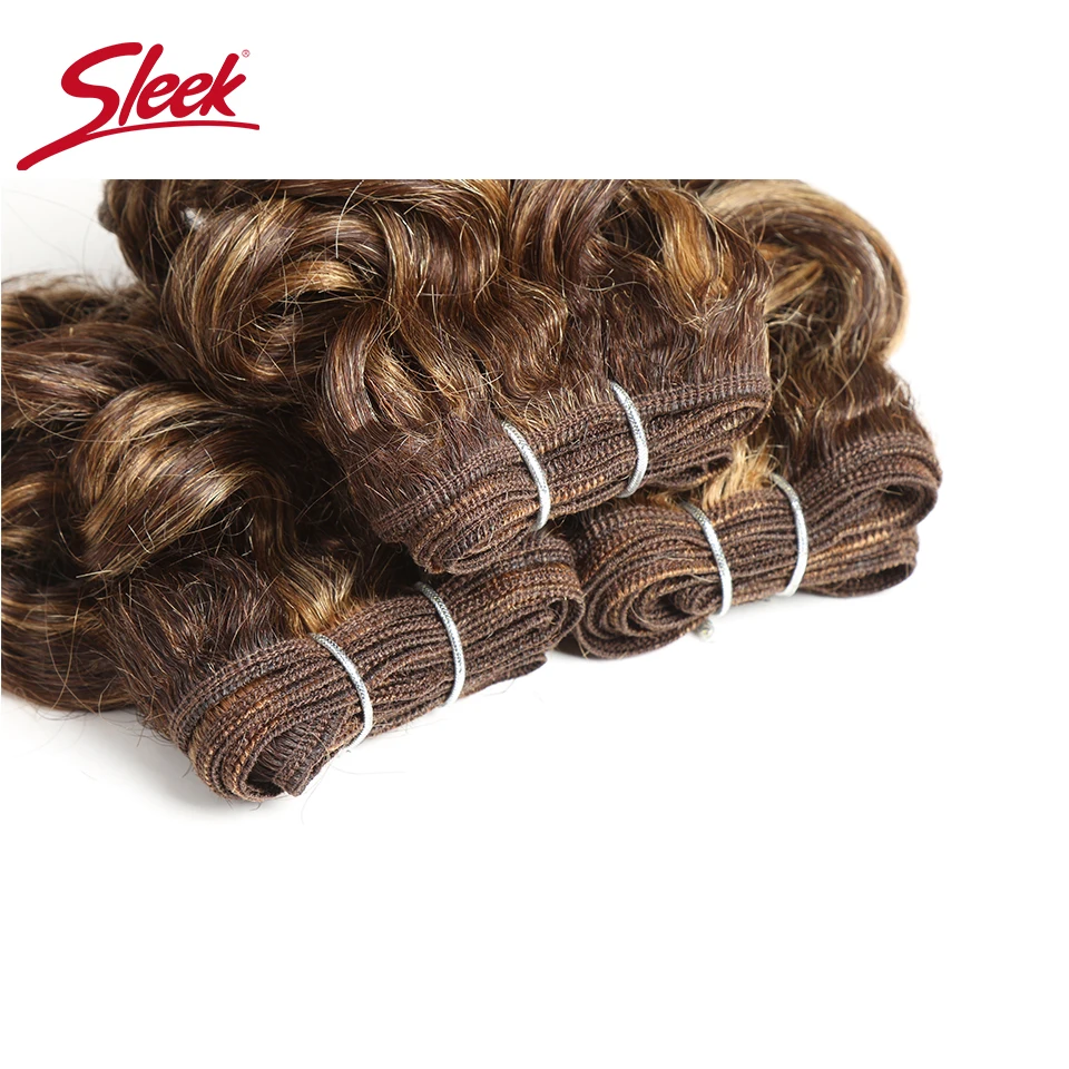 Sleek Double Drawn Brazilian Remy Curly Human Hair Piano Color P4/30# Red Color 99J# 100 Grams Bundles Hair Extension 3Pcs/Lot