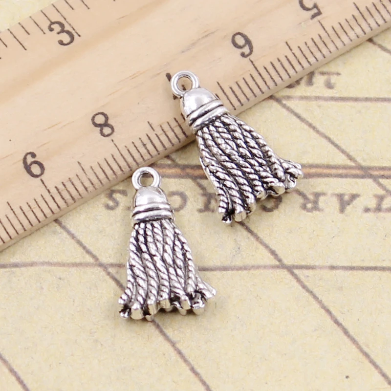 10pcs Charms Tassels Fringing 20x12mm Tibetan Bronze Silver Color Pendants Antique Jewelry Making DIY Handmade Craft