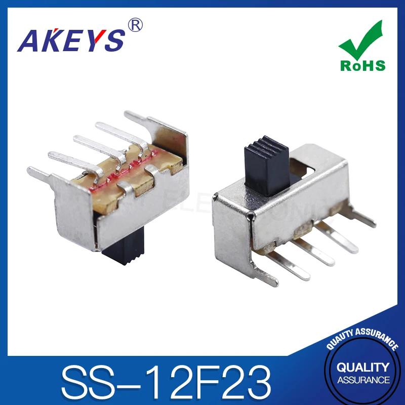 SS-12F23 1P2T Single pole double throw slide switch verticle type 3 pin bend pin with 2 fixed pin