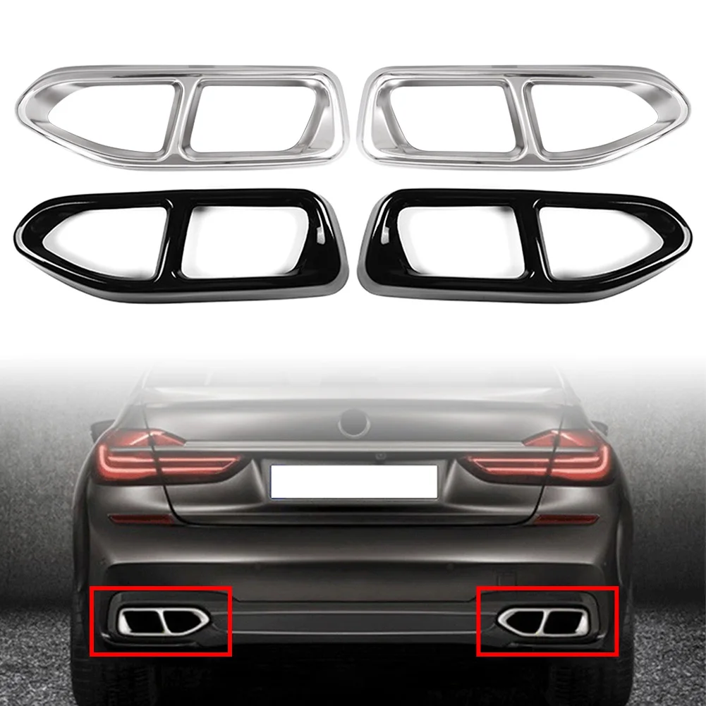 M Style Stainless Auto Tail Muffler Exhaust Pipe Output Cover Decorative Trim For BMW 7 Series G11 G12 2016 2017 2018