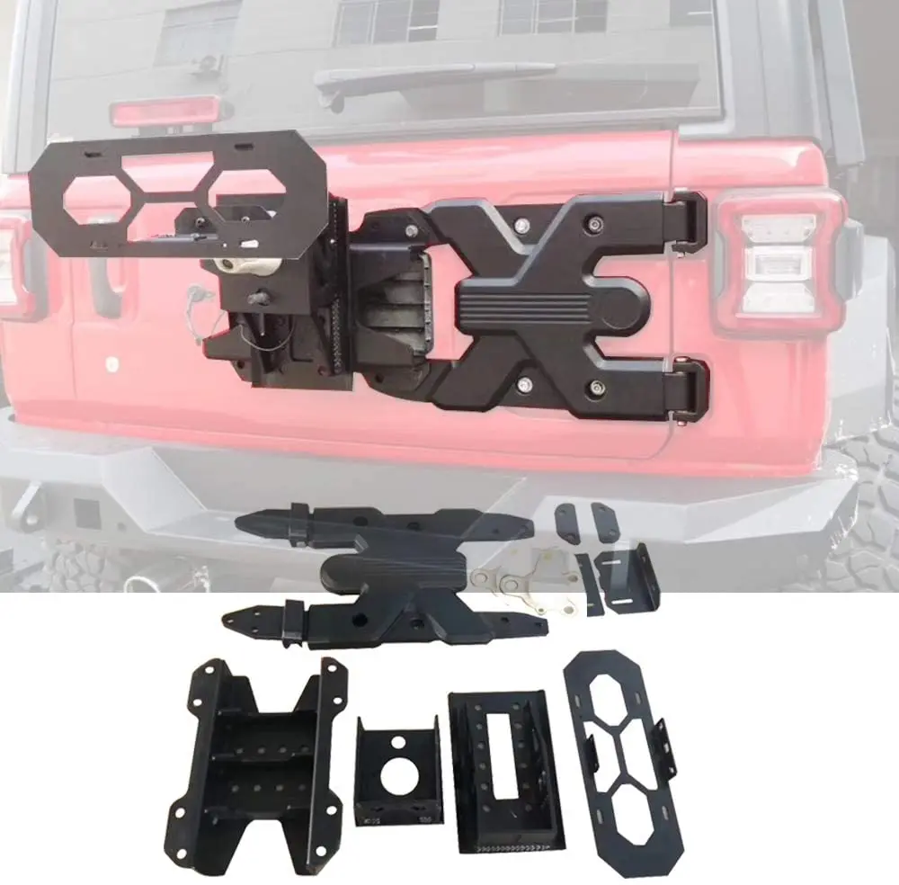 

Hinged Tire Carrier With Adjustable Spare Tire Mounting Kit For 2018-2019 Jeep Wrangler JL