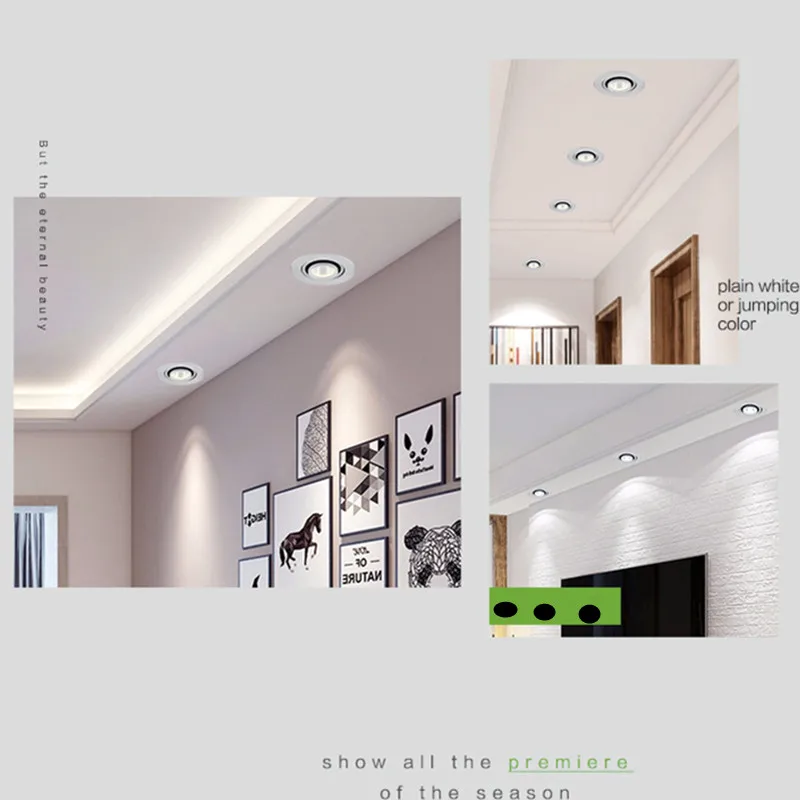 Ângulo rotativo regulável led recessed downlight 7w 9 12 cob conduziu a luz do ponto de teto 3000k/4000k/6000k branco habitação luz