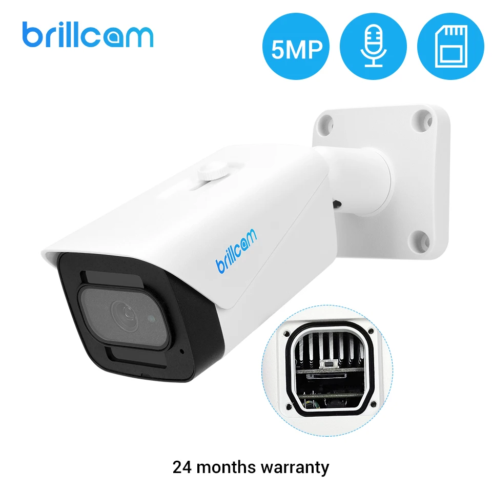 

Brillcam 5MP Audio Security IP Camera POE H.265 ONVIF Outdoor Waterproof IP67 CCTV Camera Video Surveillance Home for POE NVR