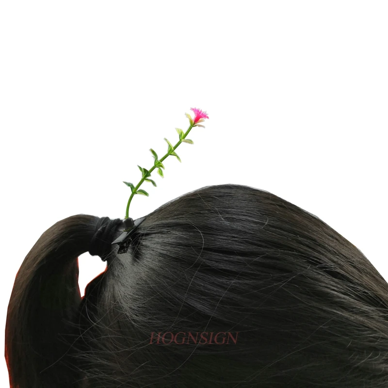 2pcs hair clip Small red flower hairpin plants show cute artifact seedling hairpin long grass weird cartoon headdress flower