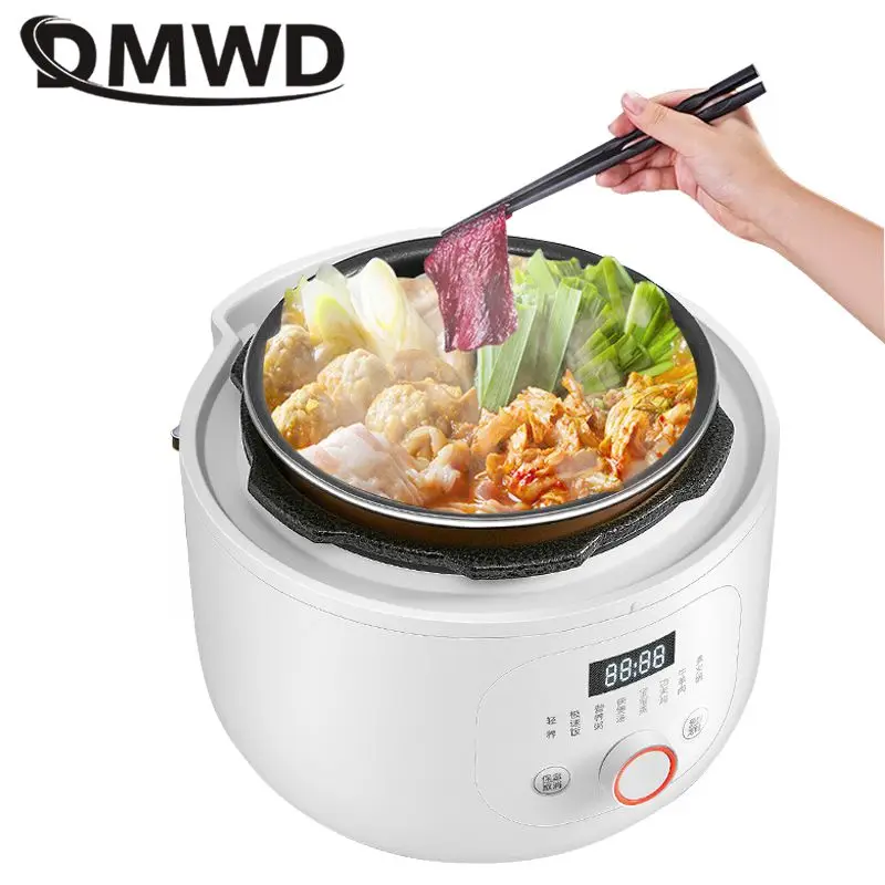 DMWD 2L Household Multifunctional Electric Pressure Cooker Mini Smart Rice Cooker FoodStewing Soup Pot Maker 24H Appointment