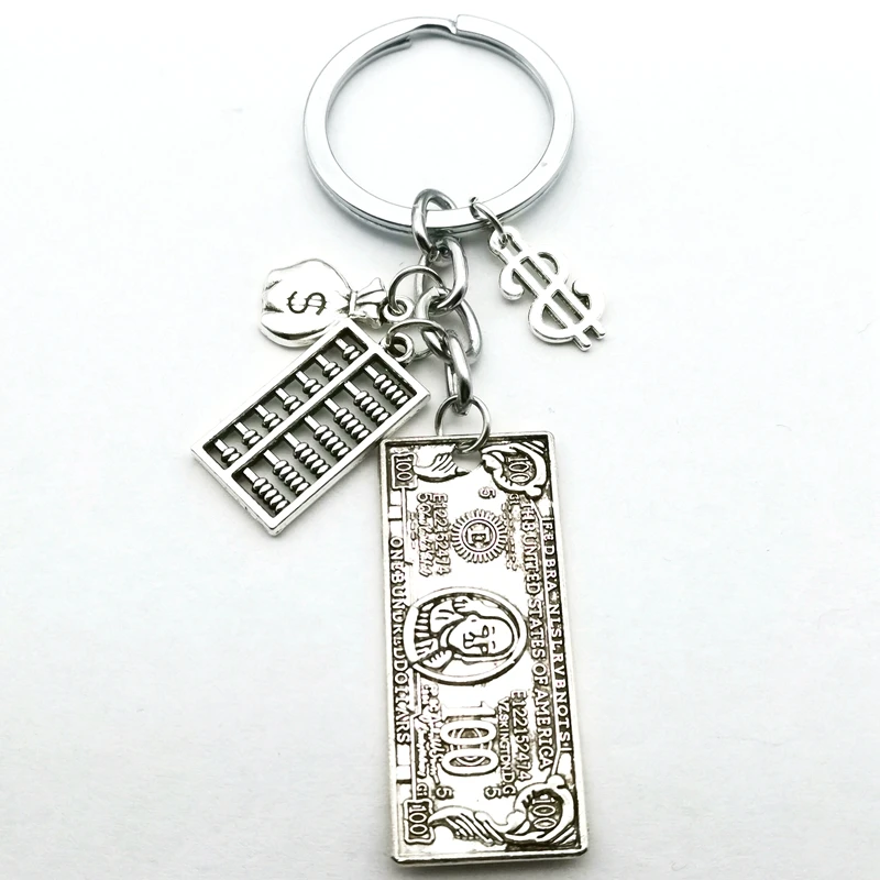 New Mini USD Model Abacus Calculator Money Bag Keychain Pen Model Cute Pendant Keychain Souvenir DIY Handmade