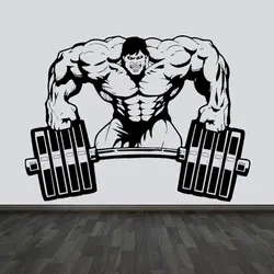 Bodybuilder Gym Fitness Coach Sport Muscles Wall Sticker Vinyl Weightlifting Dumbbells Decal Mural Art Decor Gym Club Mural S010