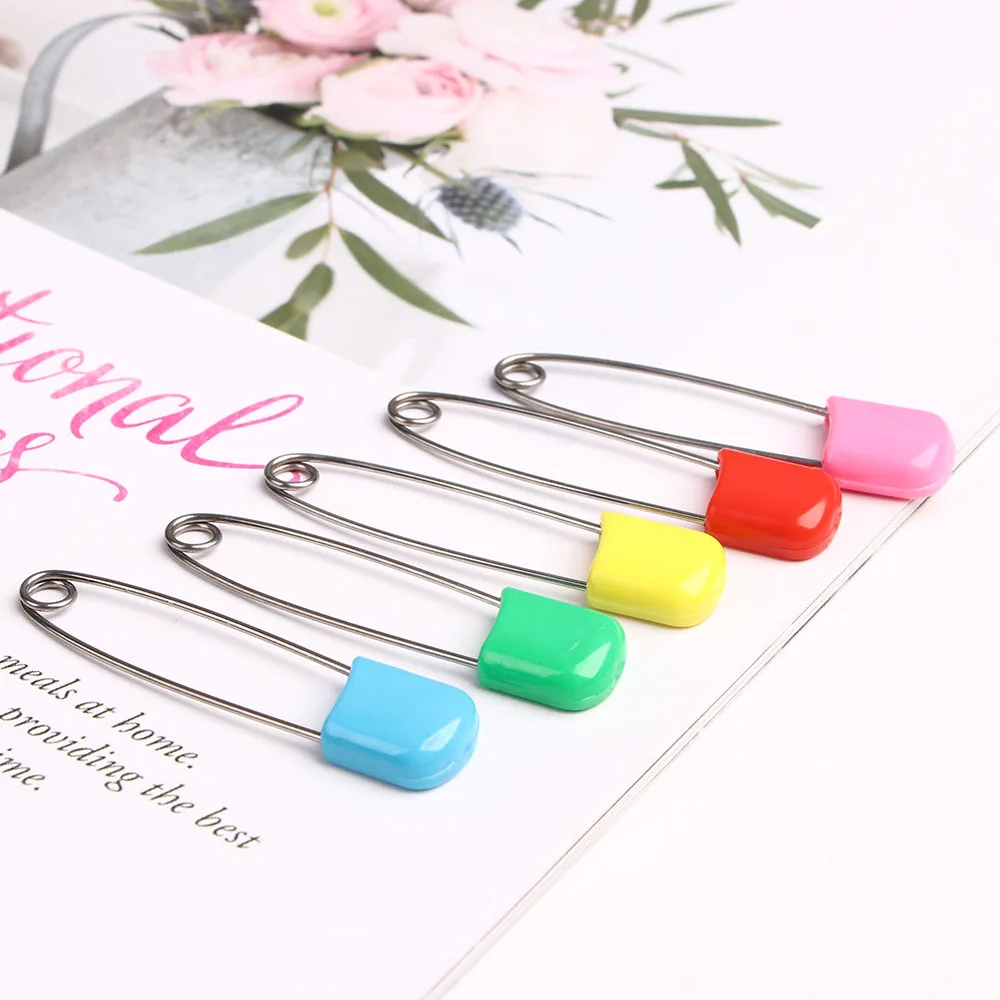 50 Pcs Multi-color Safety pins Baby Kids Cloth Nappy Locking pins for brooches Sewing Accessories