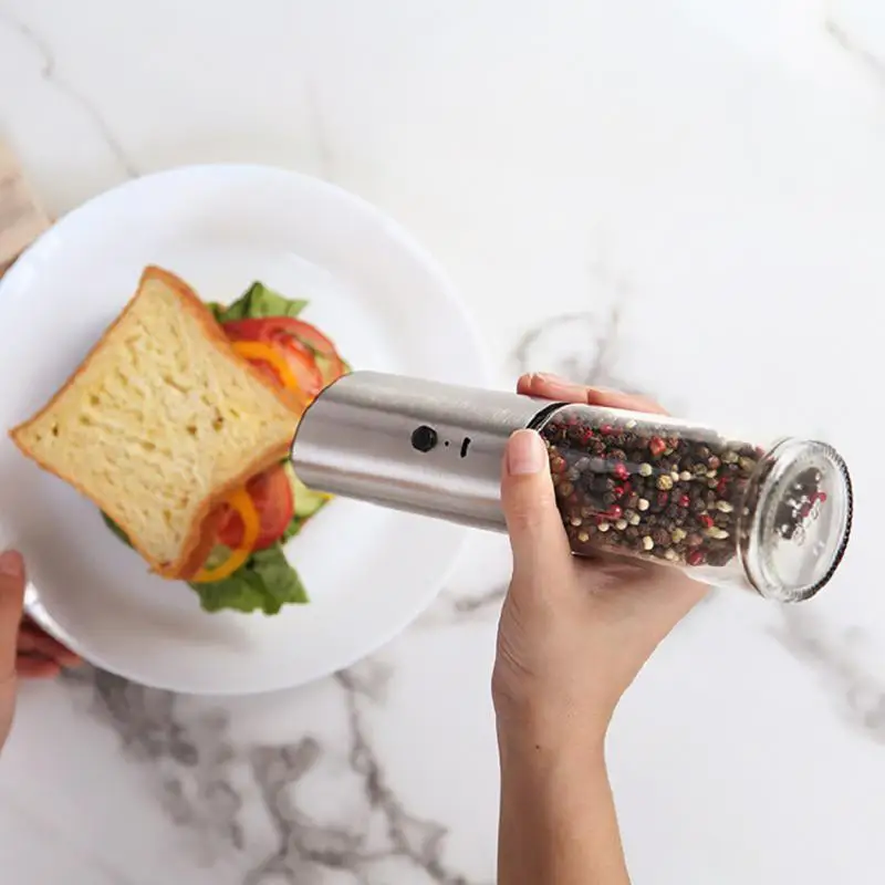 

Electric Salt Pepper Mill Grinder Seasoning Bottle Spice Grinding Containers Adjustable Mill Shakers Kitchen Cooking BBQ Gadgets