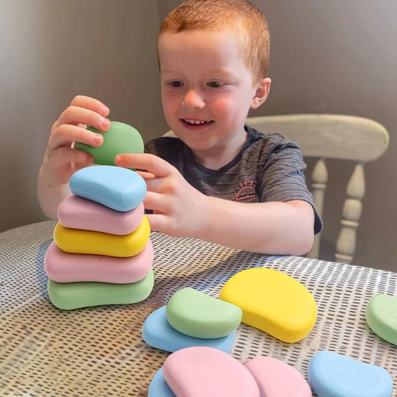 Juego de bloques de construcción Montessori para niños, juguete educativo de apilamiento, Color caramelo, 1 Juego