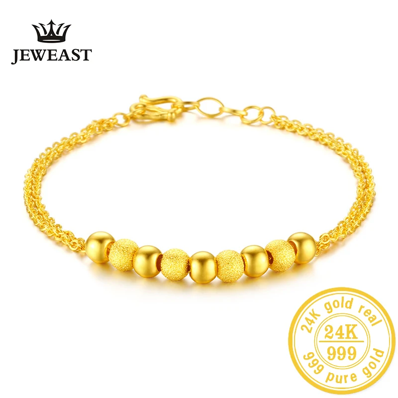 

XXX BBB 24k Gold Bracelet Pure Yellow Genuine AU999 Bangle Fine Wedding Engagement fine Jewelry Women Beads Chain New Hot Sale