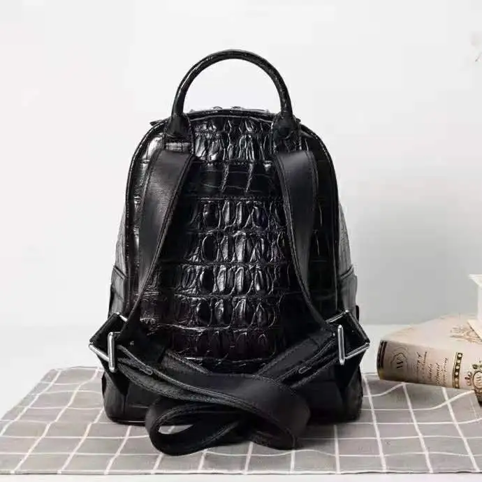 100% genuine real crocodile skin women backpack bag real alligator leather small lady backpack daily bag  2021 new design bag