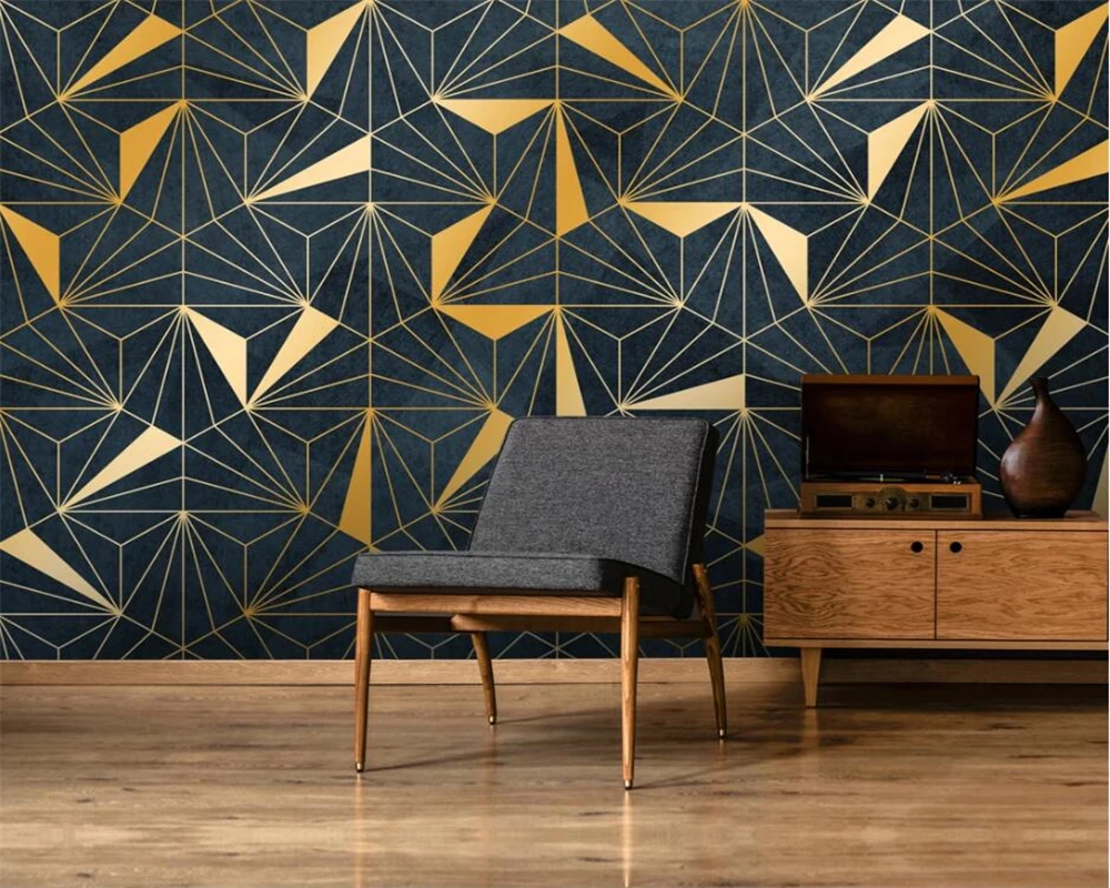 beibehang Customized modern light luxury American light luxury golden geometric creative papel de parede background wallpaper