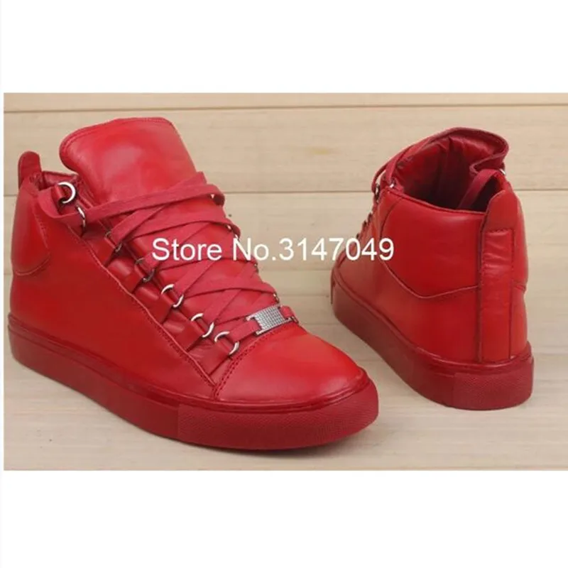 Suede Mens Red Sneakers Lace Up White Men Shoes Solid High Top Sneakers New Spring Mens Casual Shoes Hot Sale Sapato Masculino