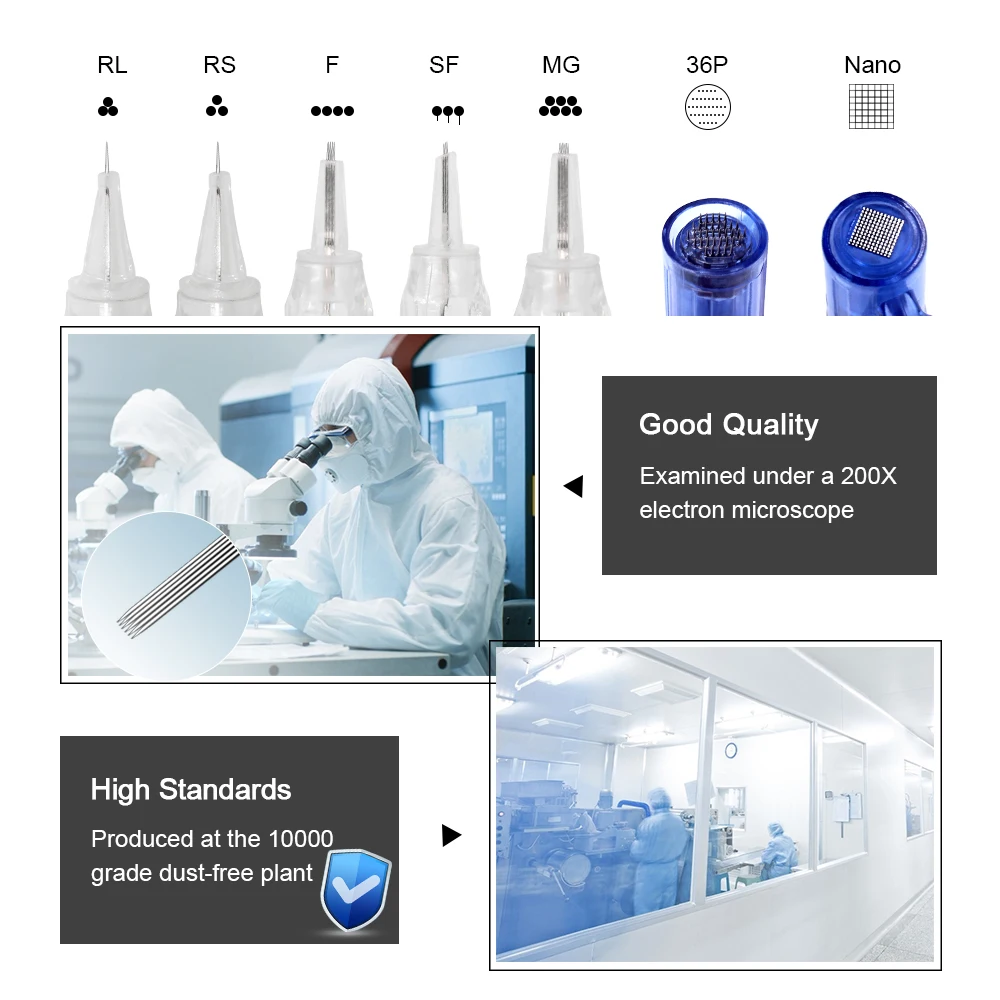 Agulhas em cartucho com parafuso Biomaser para maquina de maquiagem permanente, sobrancelha e lábios, tatuagem, 50PCs, 1R, 2R, 3RL, 5RL, 7RL
