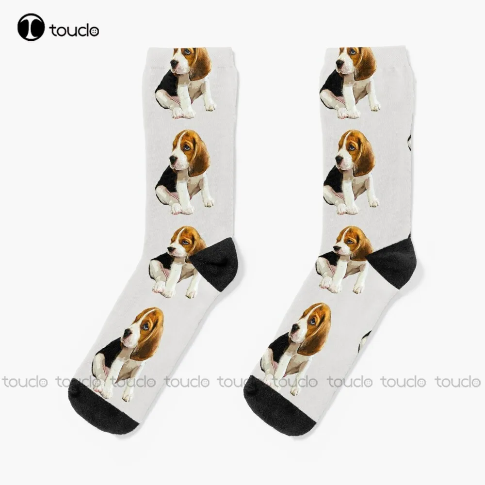 Beagle Cute Puppy Dog Socks White Socks Women Christmas New Year Thanksgiving Day Gift Unisex Adult Teen Youth Socks Custom