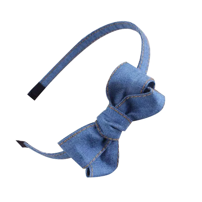 Girl\'s Bow-knot  Denim Hairband Bow Headband  Hair Bands Blue Denim Leisure Headbands Girls Women Barrette Hair Accessories