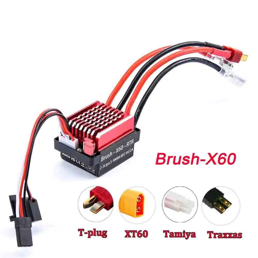 60A Brushed ESC Electric Speed Controller 6V/2A BEC for 1/10 RC Car TRX TRX4 TRX6 D90 HSP Redcat 4WD Truck Monster Crawler