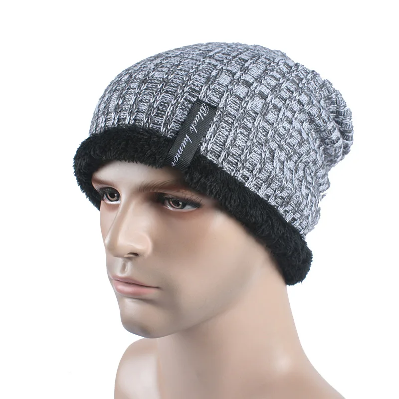 New Fashion Mens Beanies knitted Cap Winter Hat For Women Knit Baggy Cap Warm Add Velvet Wool Hedging Cap Women's Hat Gorro