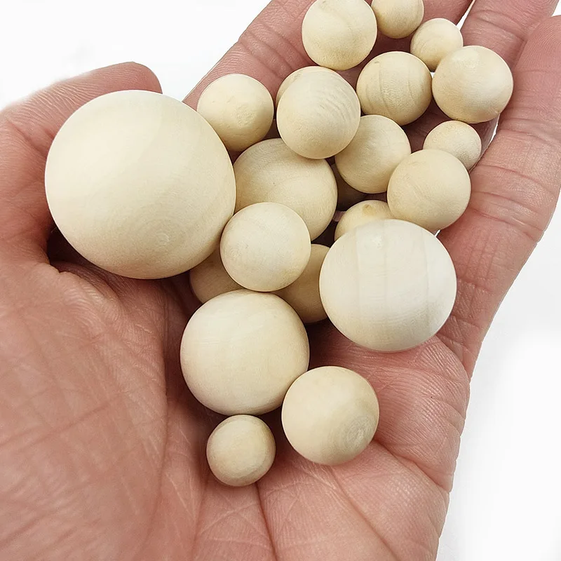 UPGFNK 1-100PCs Natural Ball Round Spacer Wood Beads Eco-Friendly Wooden Bead for Jewelry making bracelet DIY Wholesale No Hole