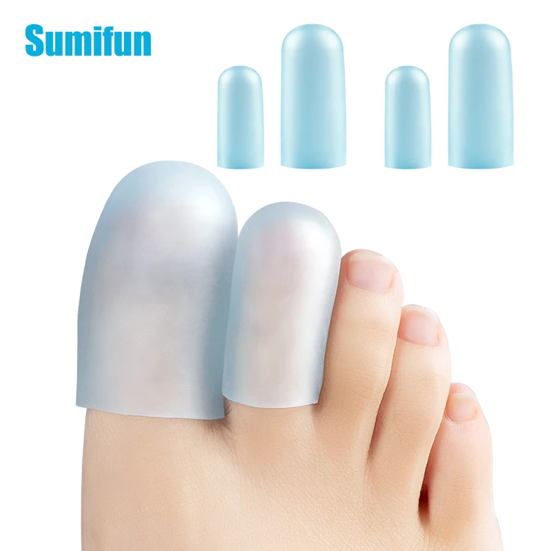 Transparent Blue Toe Protector Silicone Gel Thumb Cover Prevent Blisters Corns Nail Tool Injured Ingrown Hammer Finger Foot Care