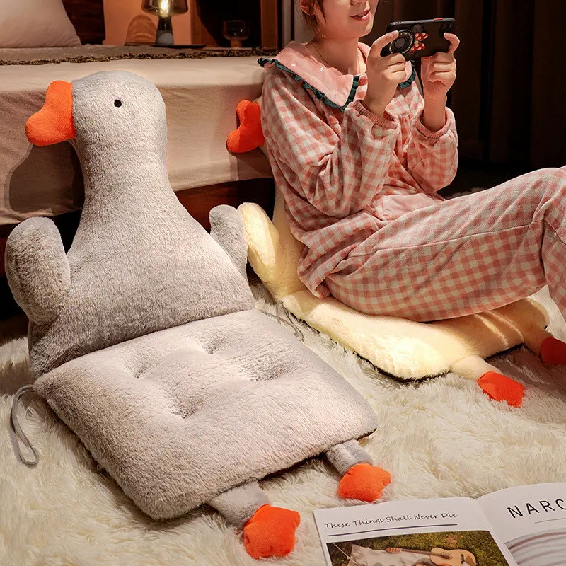 Hot Cute Plush Goose Shaped Seat Cushion Soft Stuffed Animal Goose Throw Pillow Floor Mat Home Office Chair Cushion Winter