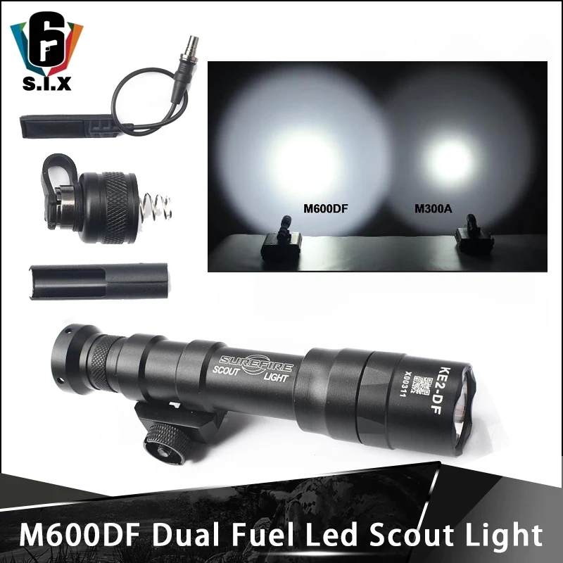 1400lumes Airsoft Surefir M600DF Dual Fuel Scout Light LED Tactical Hunting Weapon Flashlight Torch Fit 20mm Rails