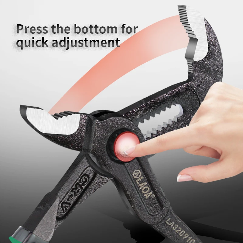Imagem -02 - Laoa-alicate da Bomba de Água Chave de Encanamento Ajustável Joint Pipe Wrench Reta Jaw Groove Quick-release Universal 10