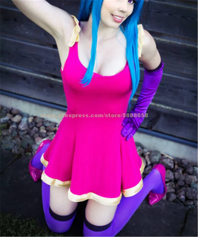 Me!Me!Me! MeMeMe-chan Pink Long Dress Girls Woman Party Hallowmas Cosplay Costume with Gloves Stocking,Customized Accepted