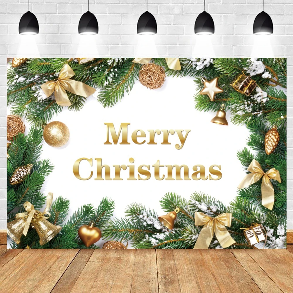 

Yeele Christmas Backdrop Photography Ball Bells Pine Cones New Year White Background Baby Photographic Photo Studio Photophone