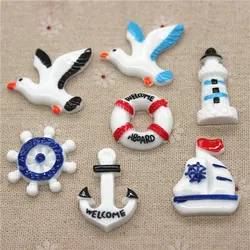 10pcs Kawaii Resin Sailboat/Anchor/Helm/Lighthouse/Seagull/Life Buoy Miniature Flatback Cabochon Art Supply DIY Craft Decoration