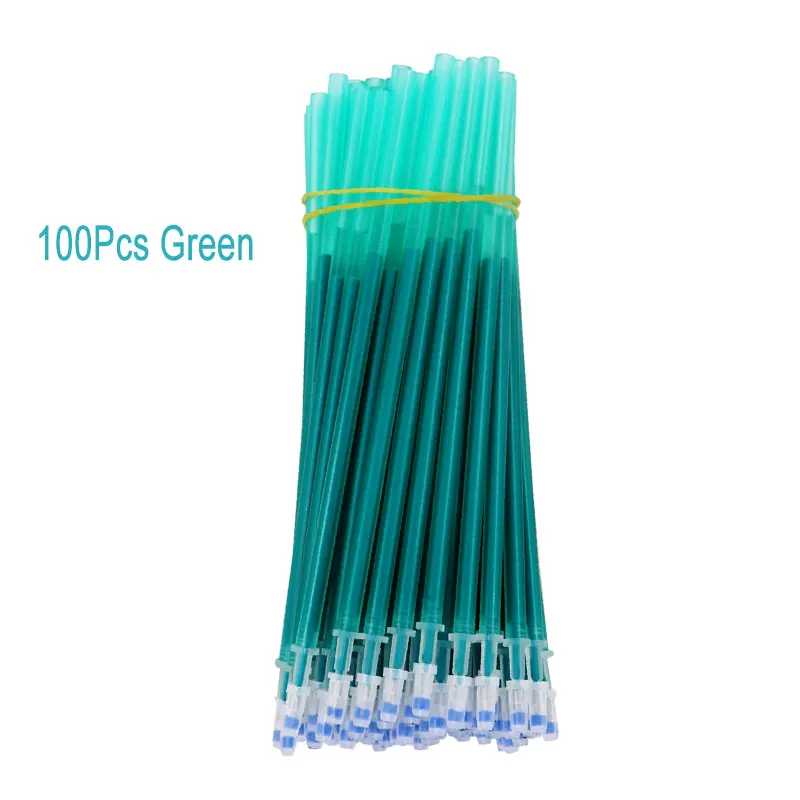 100Pcs/Set 0.5mm Erasable Gel Pen Refill Rod Blue Black Red Green Orange Color Ink Office School Writing Stationery Accessories