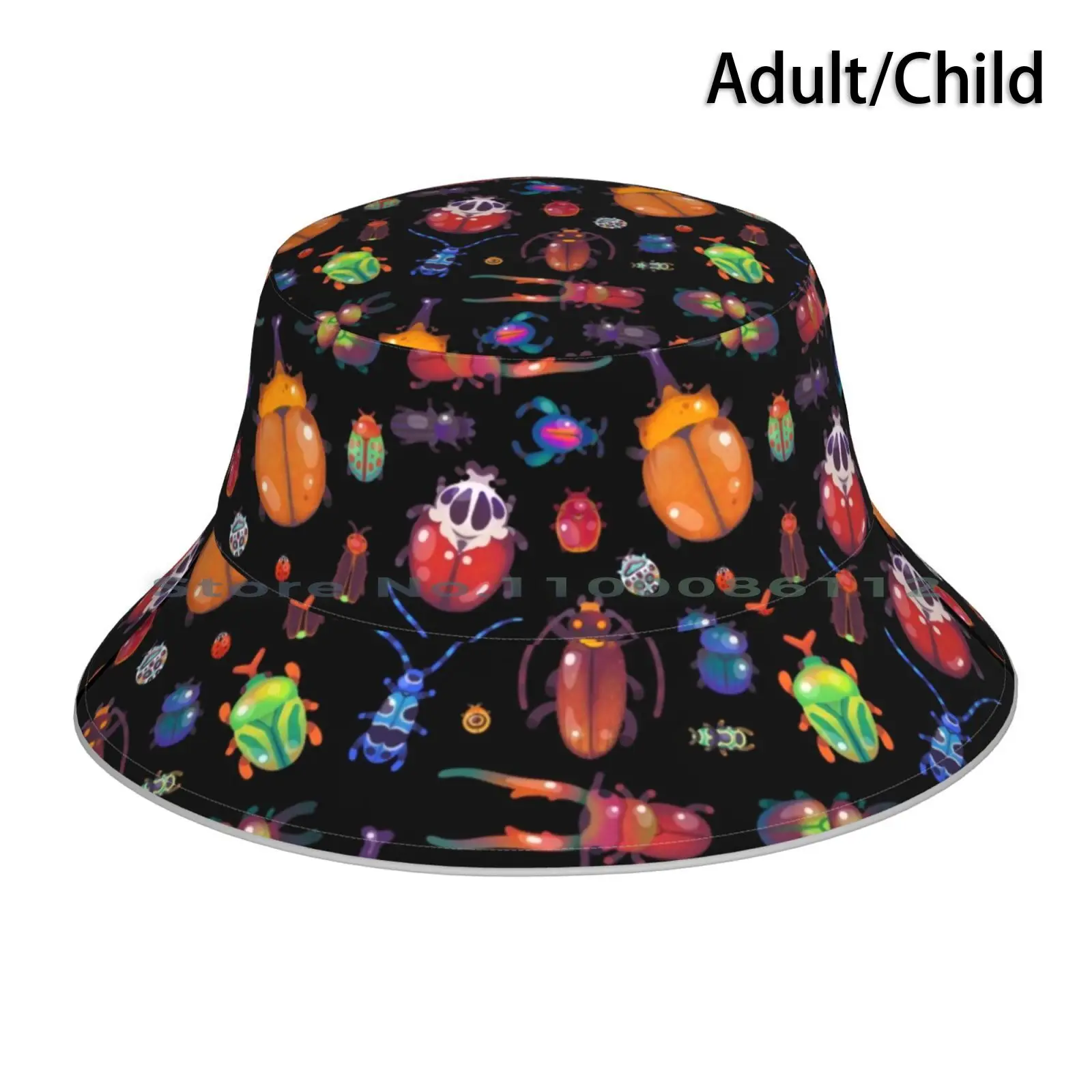 Beetle Bucket Hat Sun Cap Rhino Beetle Invertebrate Arthropod Entomology Kawaii Animal Dynastinae Lady Beetle Cute Insect Jewel