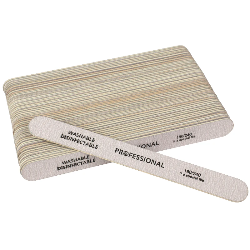 100pcs Wooden Nail File Professional Nail Art Sanding Buffer Files 180/240  Double Side For Salon Manicure Pedicure UV Gel Tips