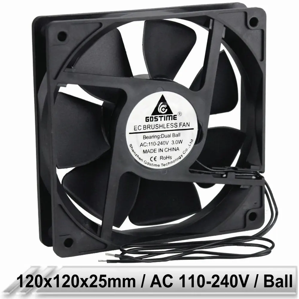 

2 pcs lot 120mm 12025 120mm x 25mm 12cm AC 110V 115V 120V 220V 240V 2Pin EC Brushless Cooling Radiator Cooler Fan