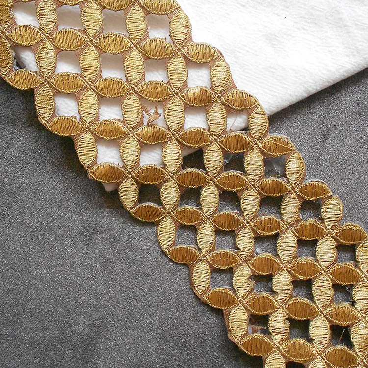 4 m, gold, silver and copper money, hollow embroidery lace circle, stage costume curtain decoration edge, retro lace accessories