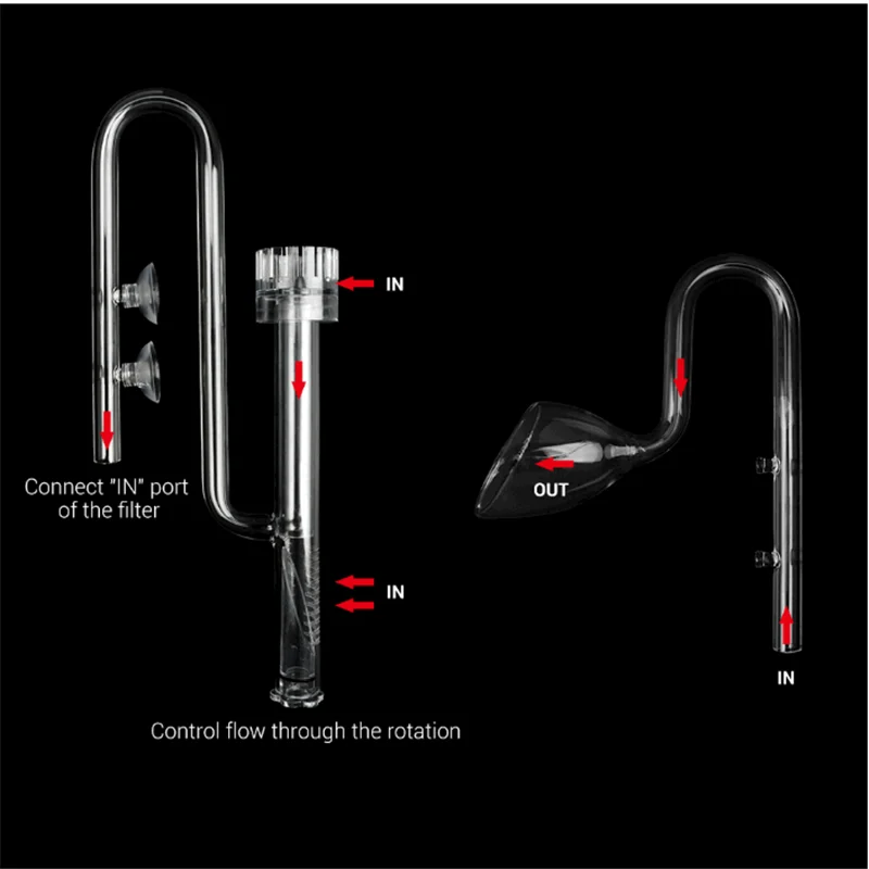 HONGYI 스키머 유리 릴리 파이프 스핀 표면 유입 유출 mm 수족관 수생 식물 탱크 필터, ADA 품질 물고기 탱크 필터