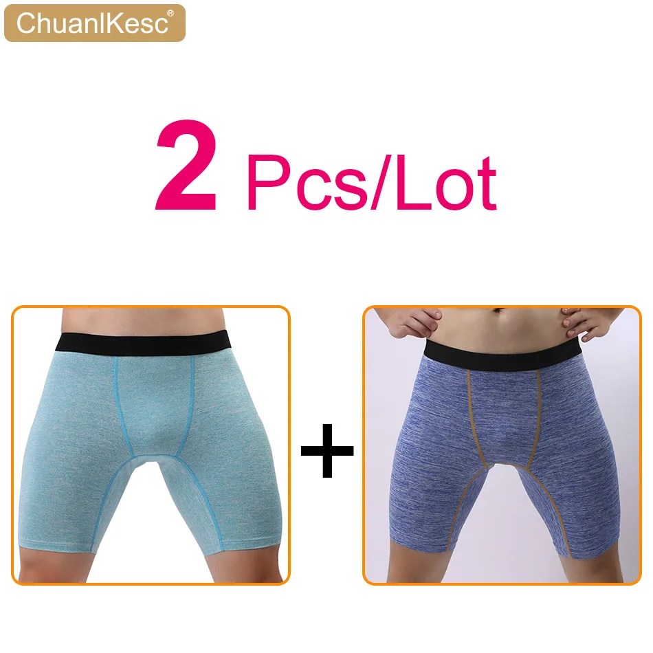 

2 Pcs/Lot Men's Large Size Boxers Lengthen Anti Abrasion Leg Underwear Sports Running Cycling Soft And Comfortable Shorts