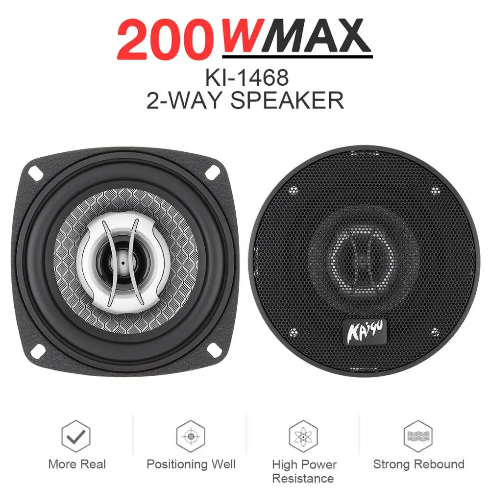 2pcs 4 Inch Universal 200W Car 2-Way Coaxial Speakers Audio Music Stereo Full Range Frequency Hifi for Auto Stereo Modified