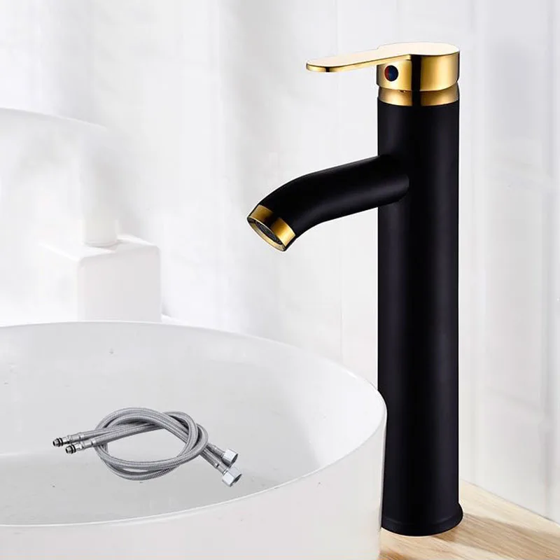 Basin Sink Bathroom Faucet Deck Mounted Hot Cold Water Basin Mixer Taps Matte Black Gold Lavatory Sink Tap Crane Toilet Faucet