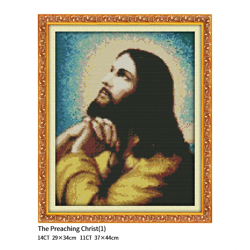 Jesus Sacred Heart Christ Religious Figure Painting Count Printing DIY Cross Stitch Kit DMC 11CT 14CT Embroidery Needlework Set