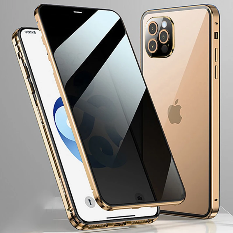 

Антибликовый Магнитный чехол для iPhone 14 Pro MAX 13 12 14 Plus, Защитная пленка для экрана с металлическим бампером