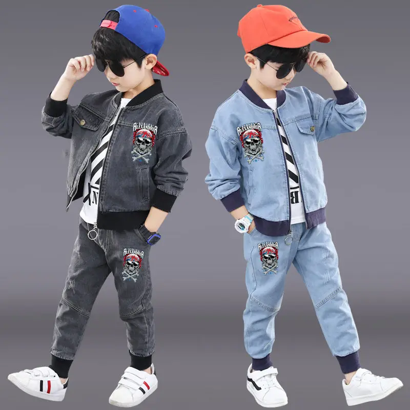 Children\'s clothing boy suit 2024 new children\'s foreign style spring and autumn handsome boy jacket + pants 2 piece set