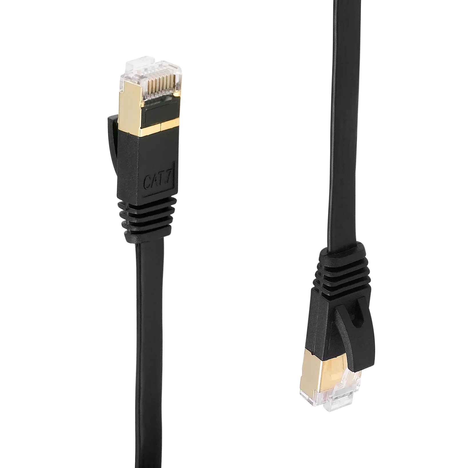 Bochara Retractable Ultra Flat Gold Plated CAT-7 10 Gigabit RJ45 Ethernet Cable For Modem Router LAN Network